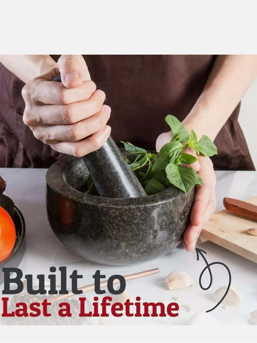 Jamie Oliver by Tefal Solid Granite Stone Mortar & Pestle 6